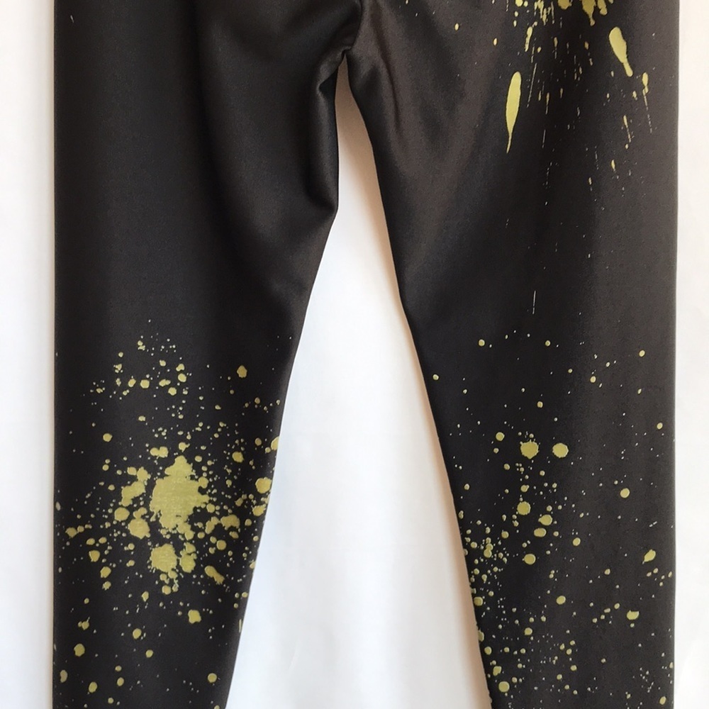 Hot Sox black paint splatter design leggings, sz M - Picture 7 of 11